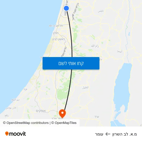 מפת מ.א. לב השרון לעומר