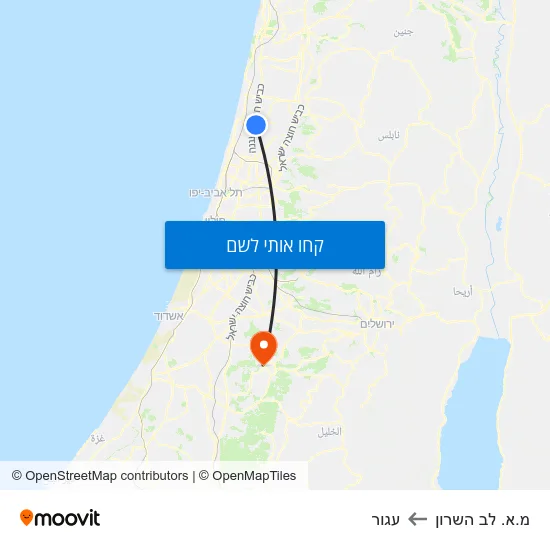 מפת מ.א. לב השרון לעגור