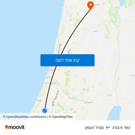 מפת כפר ורבורג למגדל העמק