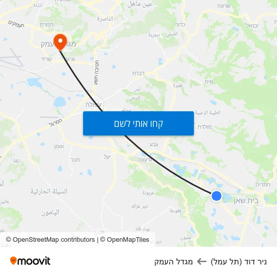 מפת ניר דוד (תל עמל) למגדל העמק
