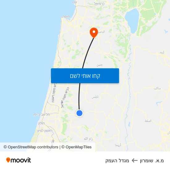 מפת מ.א. שומרון למגדל העמק