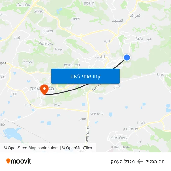 מפת נוף הגליל למגדל העמק