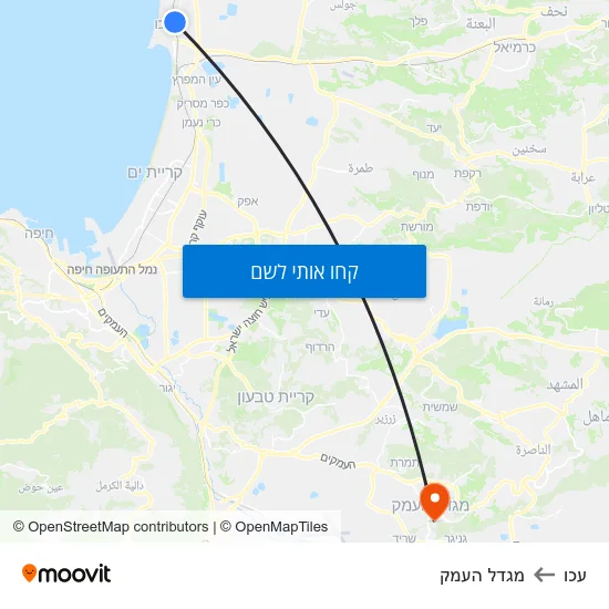 מפת עכו למגדל העמק