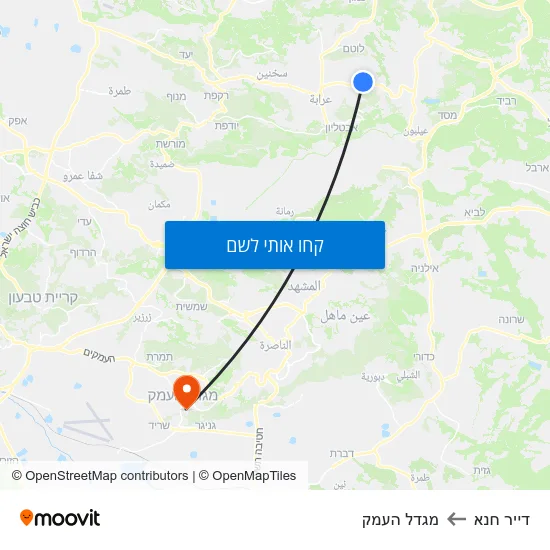 מפת דייר חנא למגדל העמק