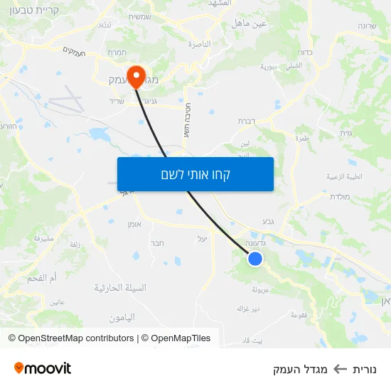 מפת נורית למגדל העמק