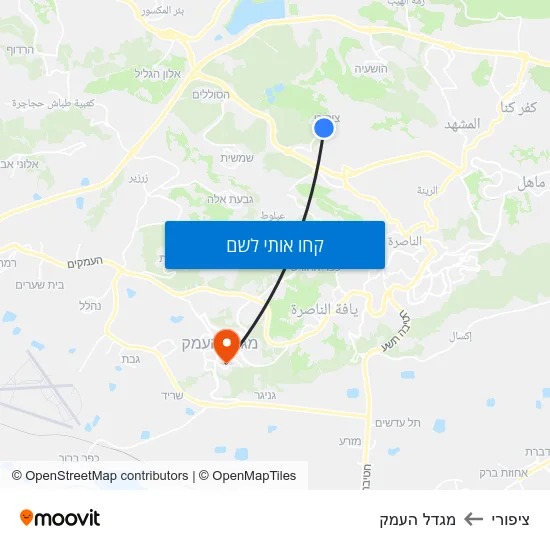 מפת ציפורי למגדל העמק
