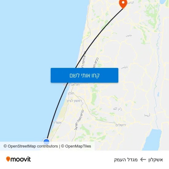 מפת אשקלון למגדל העמק