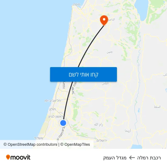 מפת רכבת רמלה למגדל העמק