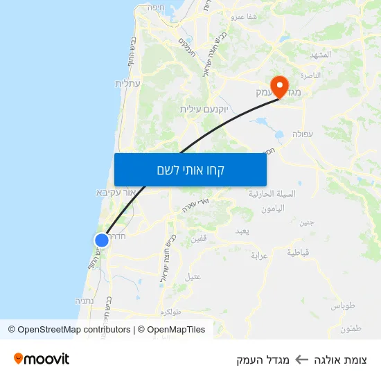 מפת צומת אולגה למגדל העמק