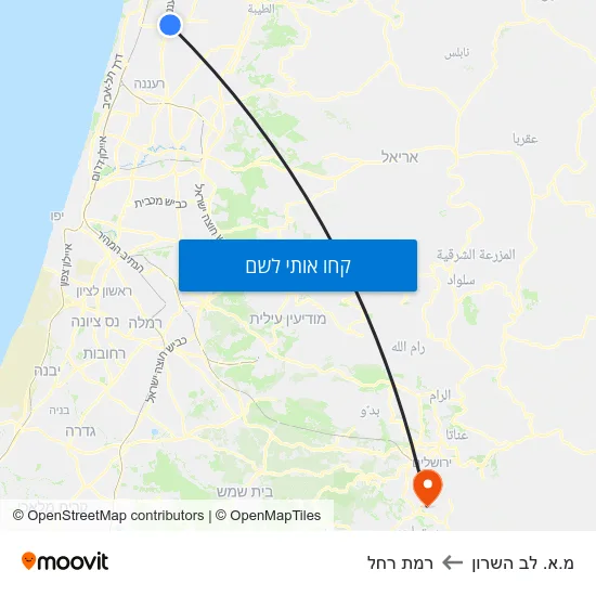 מפת מ.א. לב השרון לרמת רחל