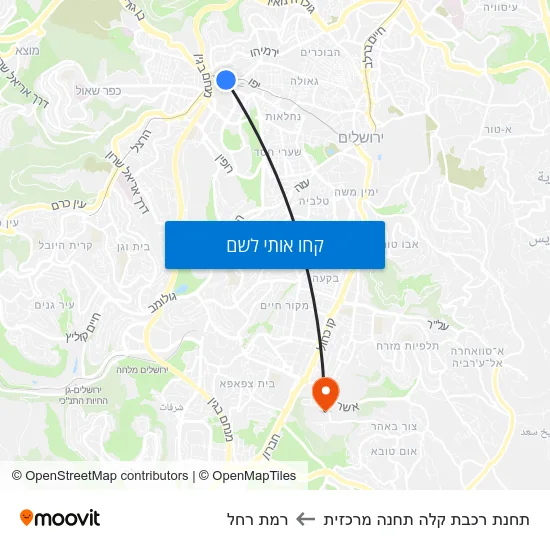 מפת תחנת רכבת קלה תחנה מרכזית לרמת רחל