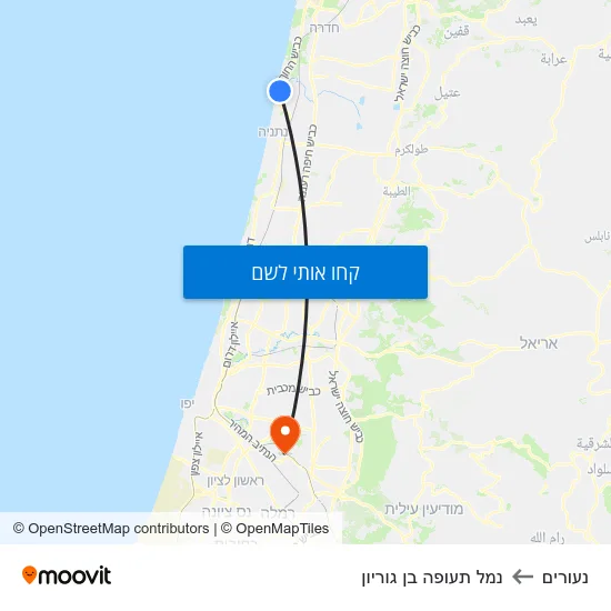 מפת נעורים לנמל תעופה בן גוריון