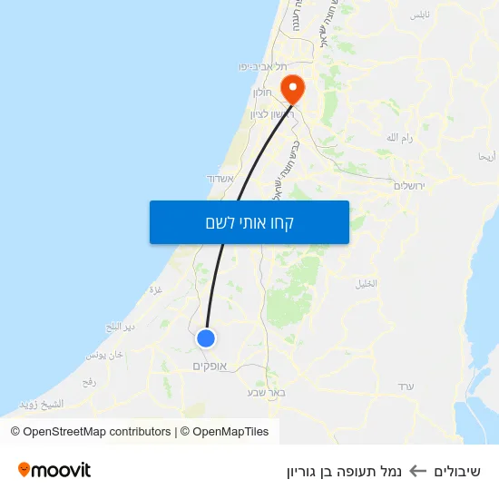 מפת שיבולים לנמל תעופה בן גוריון