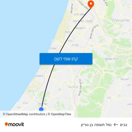 מפת גבים לנמל תעופה בן גוריון