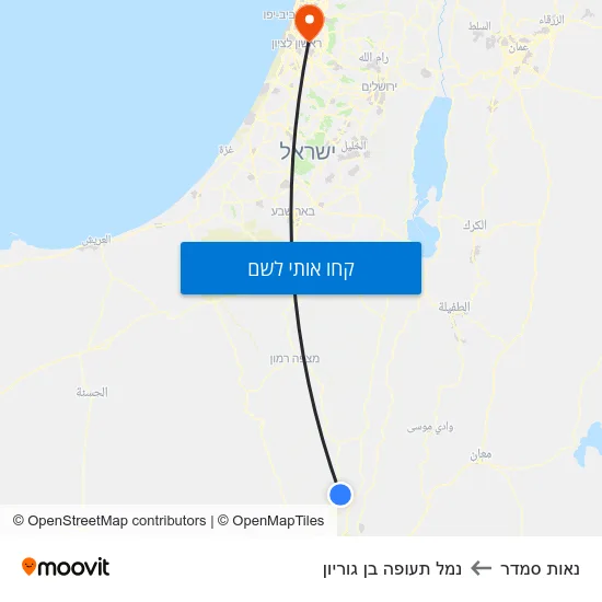 מפת נאות סמדר לנמל תעופה בן גוריון