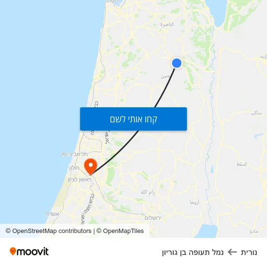 מפת נורית לנמל תעופה בן גוריון