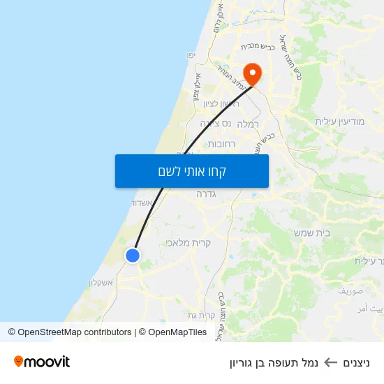 מפת ניצנים לנמל תעופה בן גוריון