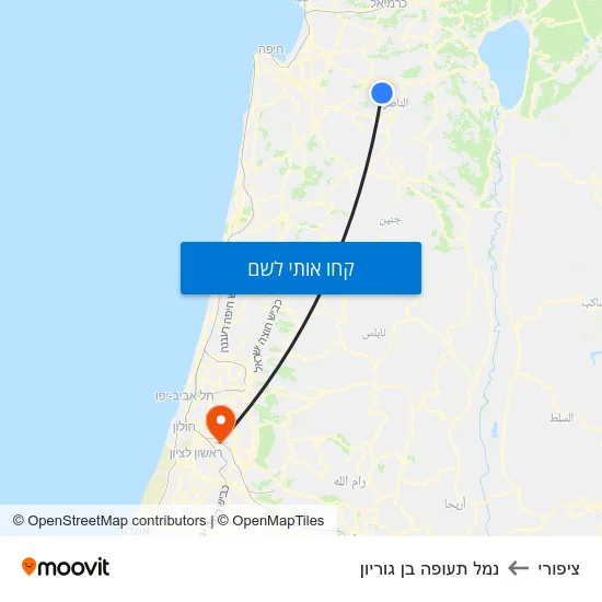 מפת ציפורי לנמל תעופה בן גוריון