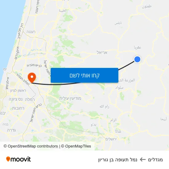 מפת מגדלים לנמל תעופה בן גוריון