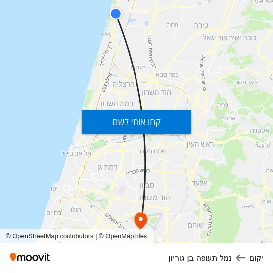 מפת יקום לנמל תעופה בן גוריון