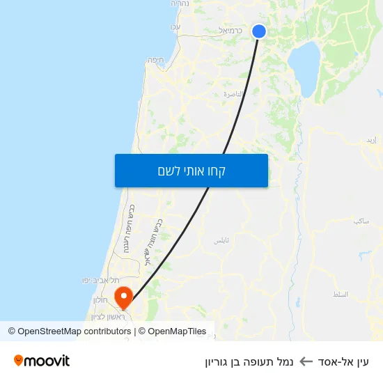 מפת עין אל-אסד לנמל תעופה בן גוריון