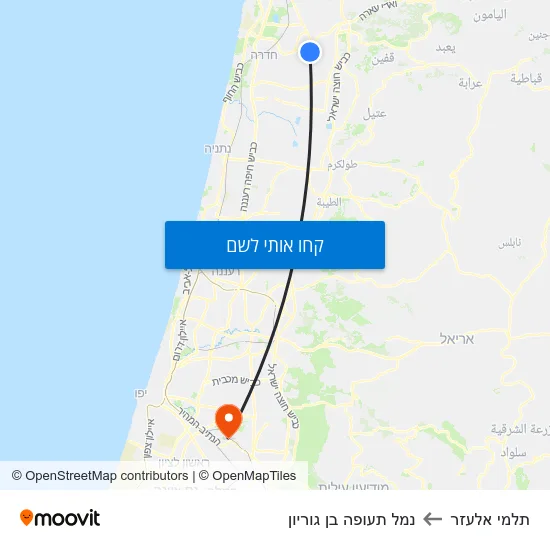 מפת תלמי אלעזר לנמל תעופה בן גוריון