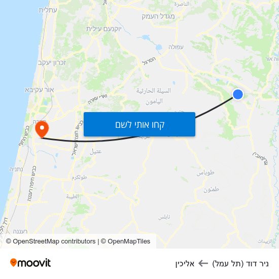 מפת ניר דוד (תל עמל) לאליכין