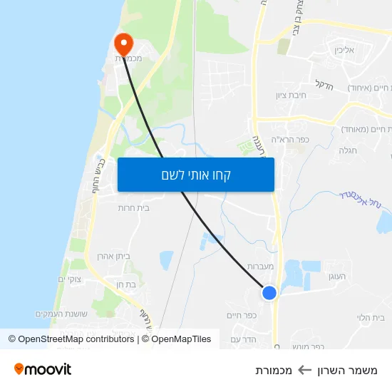 מפת משמר השרון למכמורת