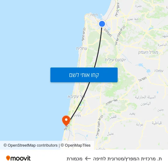 מפת ת. מרכזית המפרץ/מטרונית לחיפה למכמורת