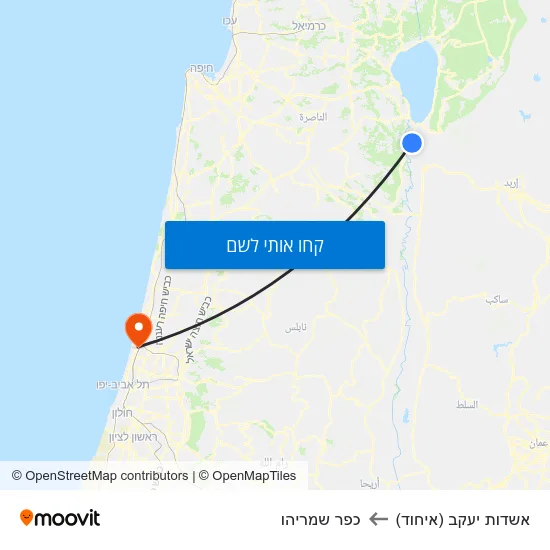 מפת אשדות יעקב (איחוד) לכפר שמריהו