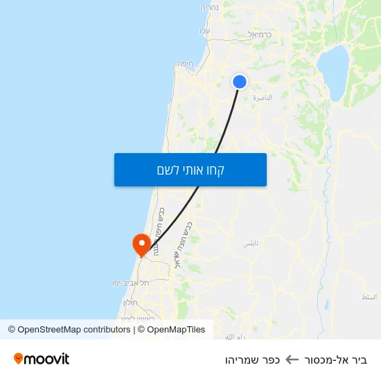 מפת ביר אל-מכסור לכפר שמריהו