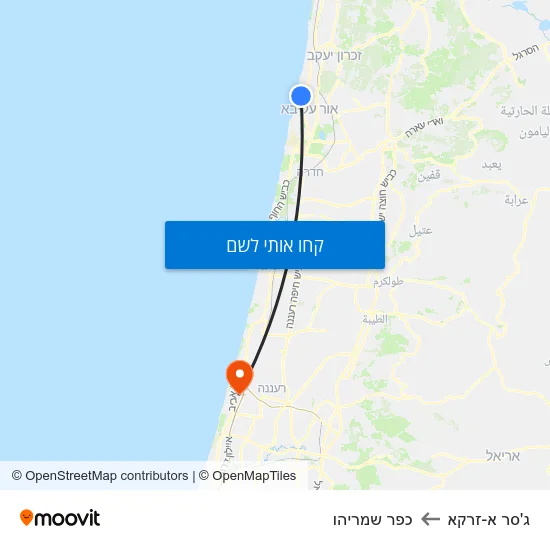 מפת ג'סר א-זרקא לכפר שמריהו