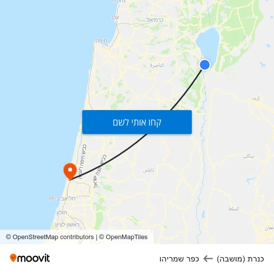 מפת כנרת (מושבה) לכפר שמריהו