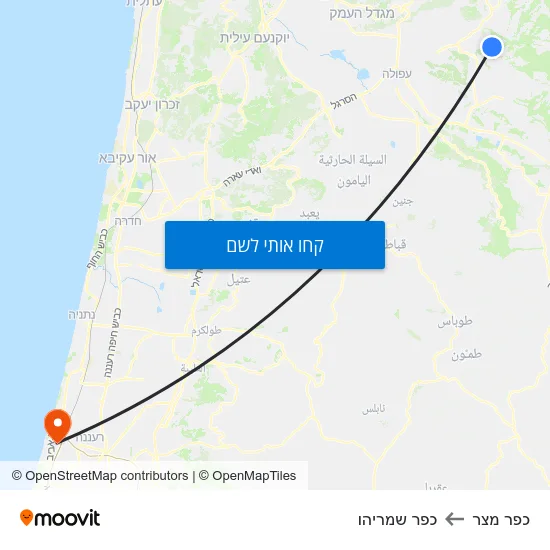 מפת כפר מצר לכפר שמריהו