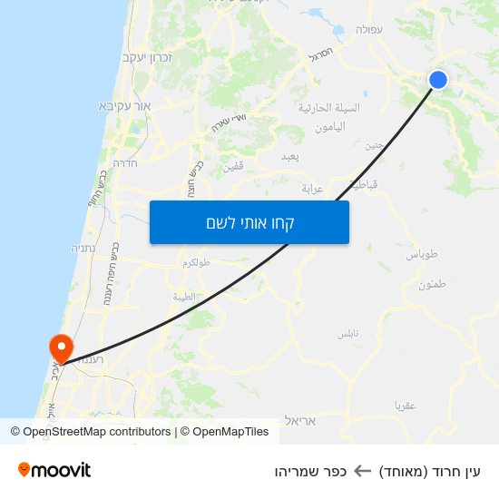 מפת עין חרוד (מאוחד) לכפר שמריהו