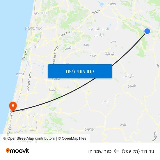 מפת ניר דוד (תל עמל) לכפר שמריהו