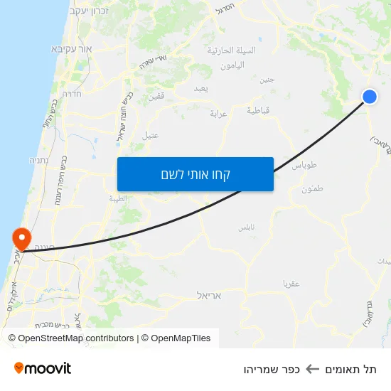 מפת תל תאומים לכפר שמריהו