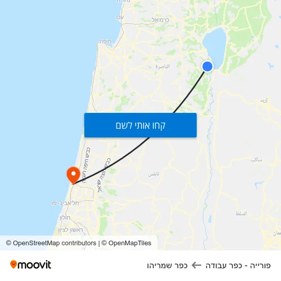 מפת פורייה - כפר עבודה לכפר שמריהו