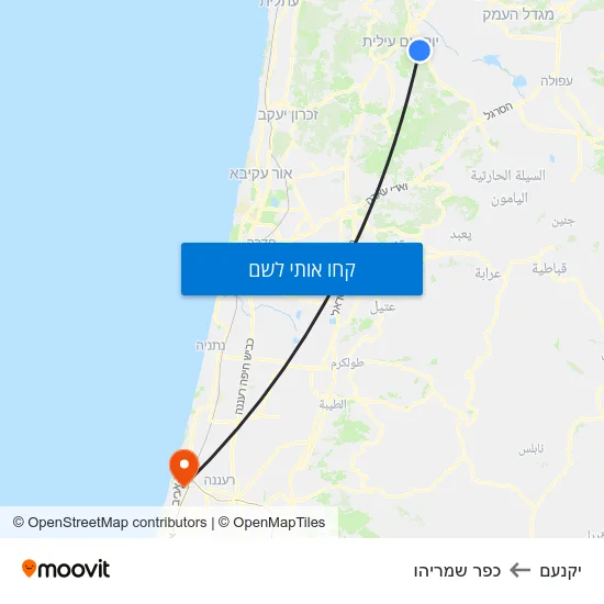 מפת יקנעם לכפר שמריהו