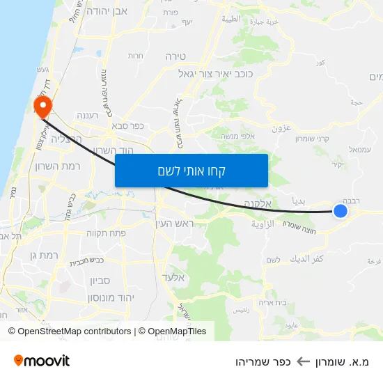 מפת מ.א. שומרון לכפר שמריהו