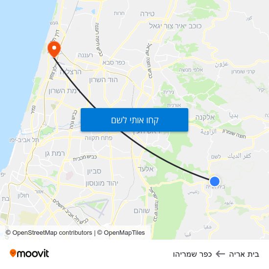 מפת בית אריה לכפר שמריהו