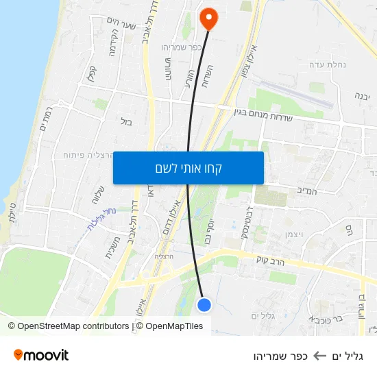 מפת גליל ים לכפר שמריהו