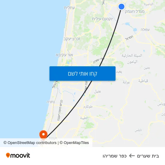 מפת בית שערים לכפר שמריהו