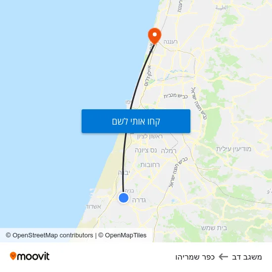 מפת משגב דב לכפר שמריהו