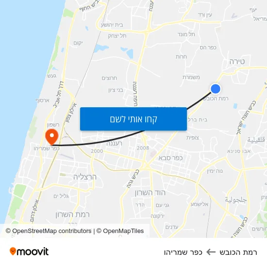 מפת רמת הכובש לכפר שמריהו