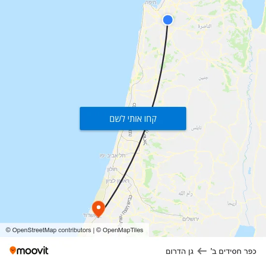 מפת כפר חסידים ב' לגן הדרום
