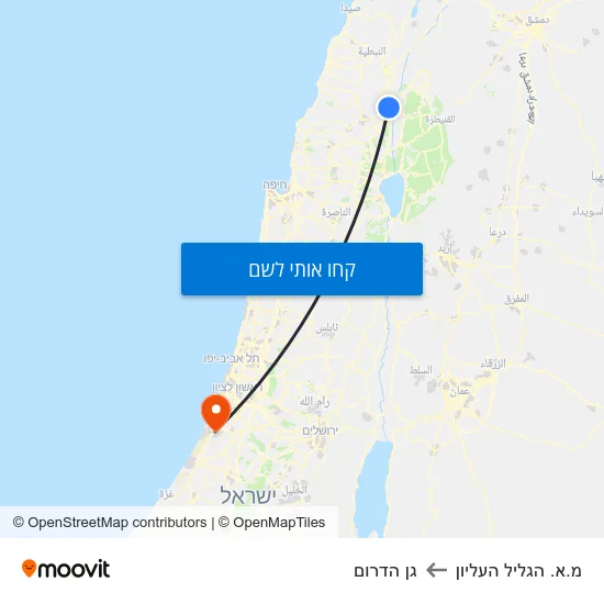 מפת מ.א. הגליל העליון לגן הדרום