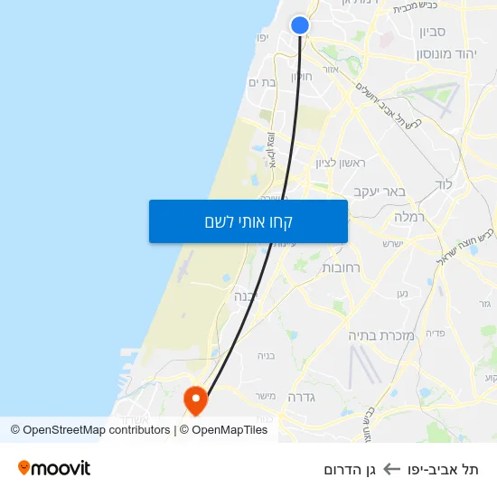 מפת תל אביב-יפו לגן הדרום