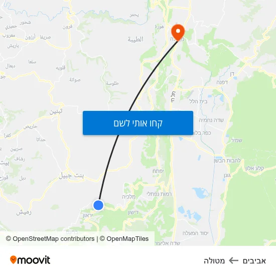 מפת אביבים למטולה