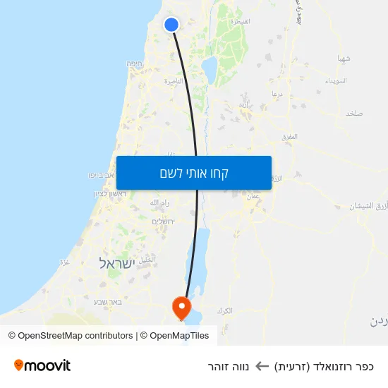 מפת כפר רוזנואלד (זרעית) לנווה זוהר